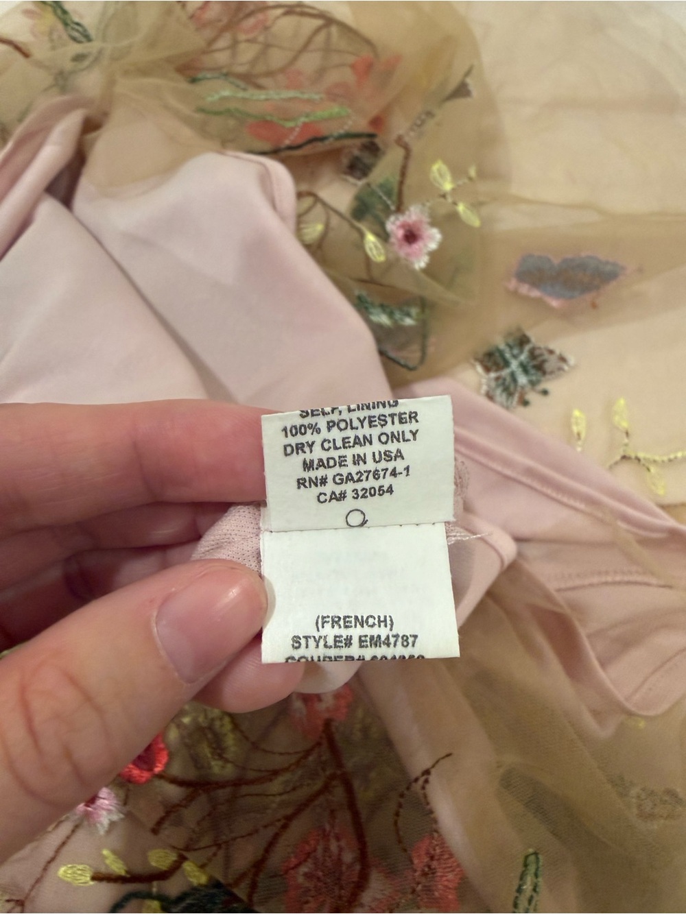 Eva Franco Blush Tulle Skirt with Multicolored Floral Embroidery - Picture 4 of 4